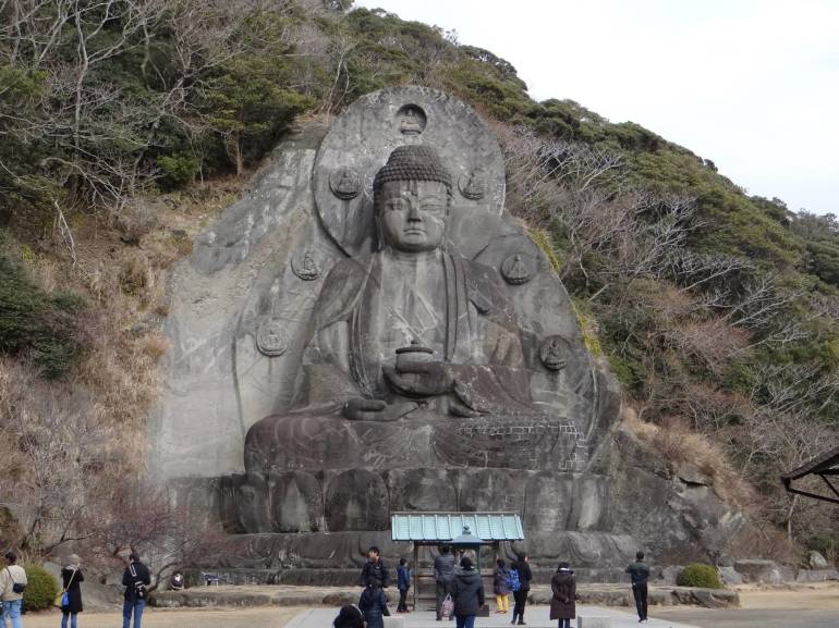 Standing at 31m, this is the largest stone Buddha in Japan.