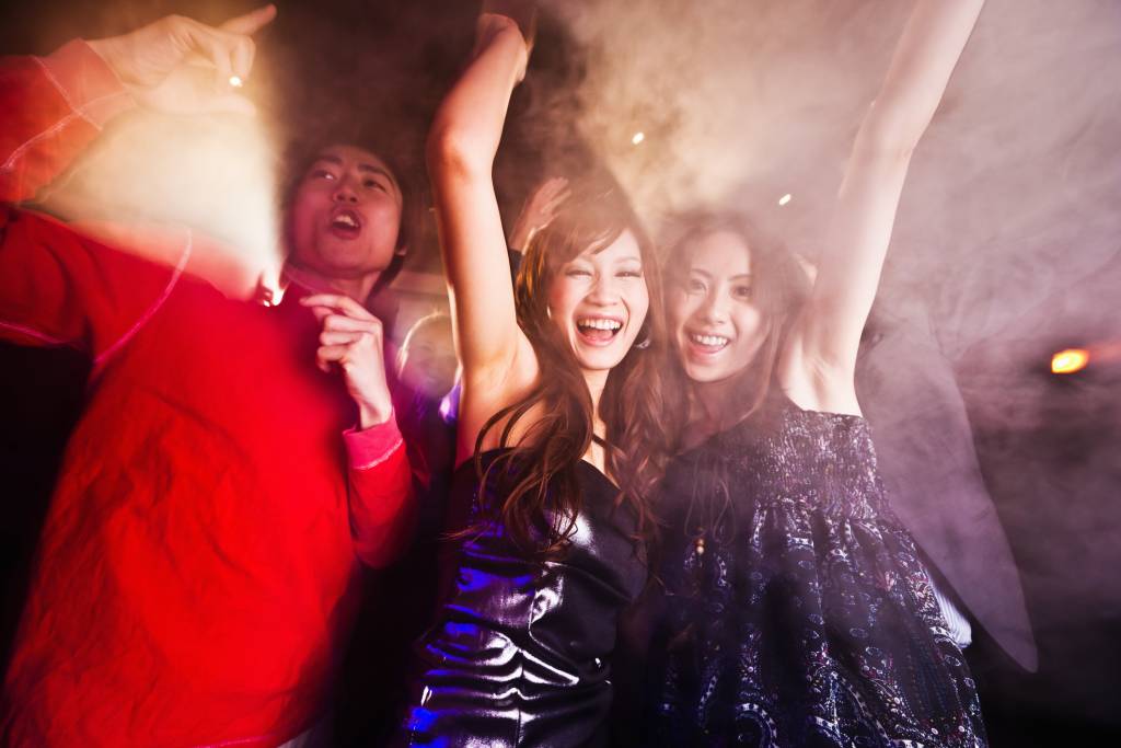 Nightclub with Tokyo nightlife partygoers
