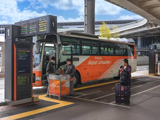 Limousine bus picking up passengers at Narita Airport